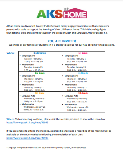 AKS at Home Unit 3 Flyer